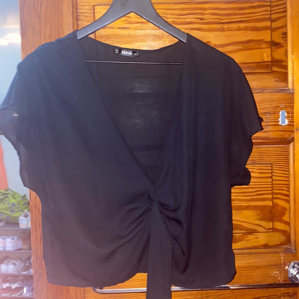 XL black sheer top